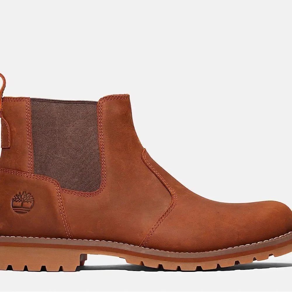 Timberland men's Chelsea suede pull on boots in color saddle size 11 excellent